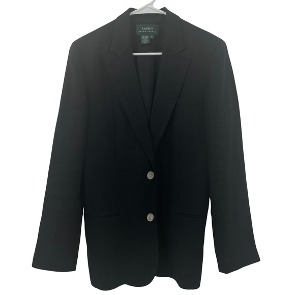 Lauren Ralph Lauren Women's Charcoal Gray 100% Linen Blazer Size 12 - Picture 2 of 11